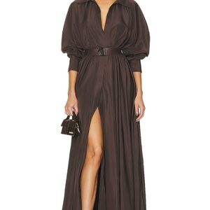 Norma Kamali Dark Brown Long Sleeve Dress